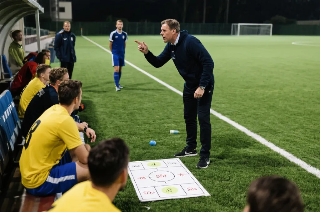 教练布阵与球员互动，战术决定出场时间